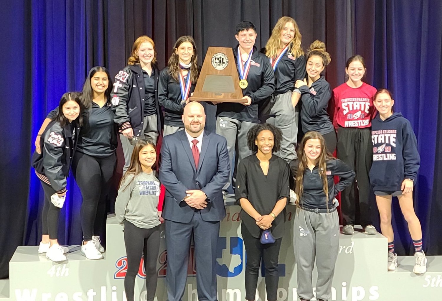 For the second straight year, Tompkins' girls wrestling team finished second at the UIL Class 6A state tournament at the Berry Center in Cypress.
