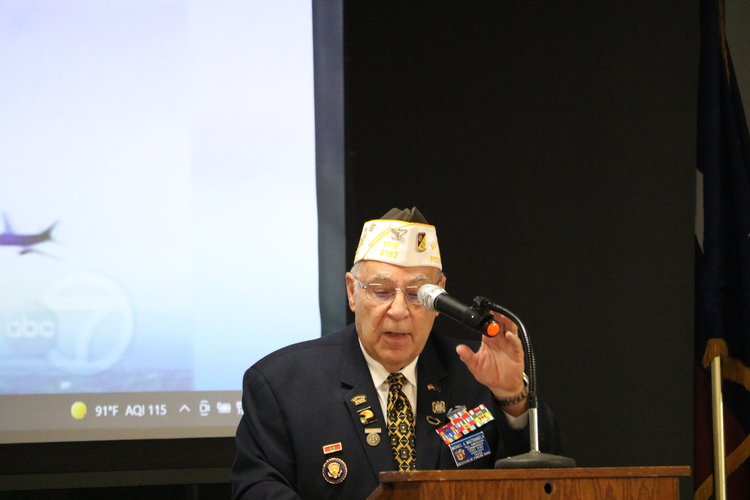 Mike Mastrangelo speaks during Saturday's 9/11 event at the Katy VFW.