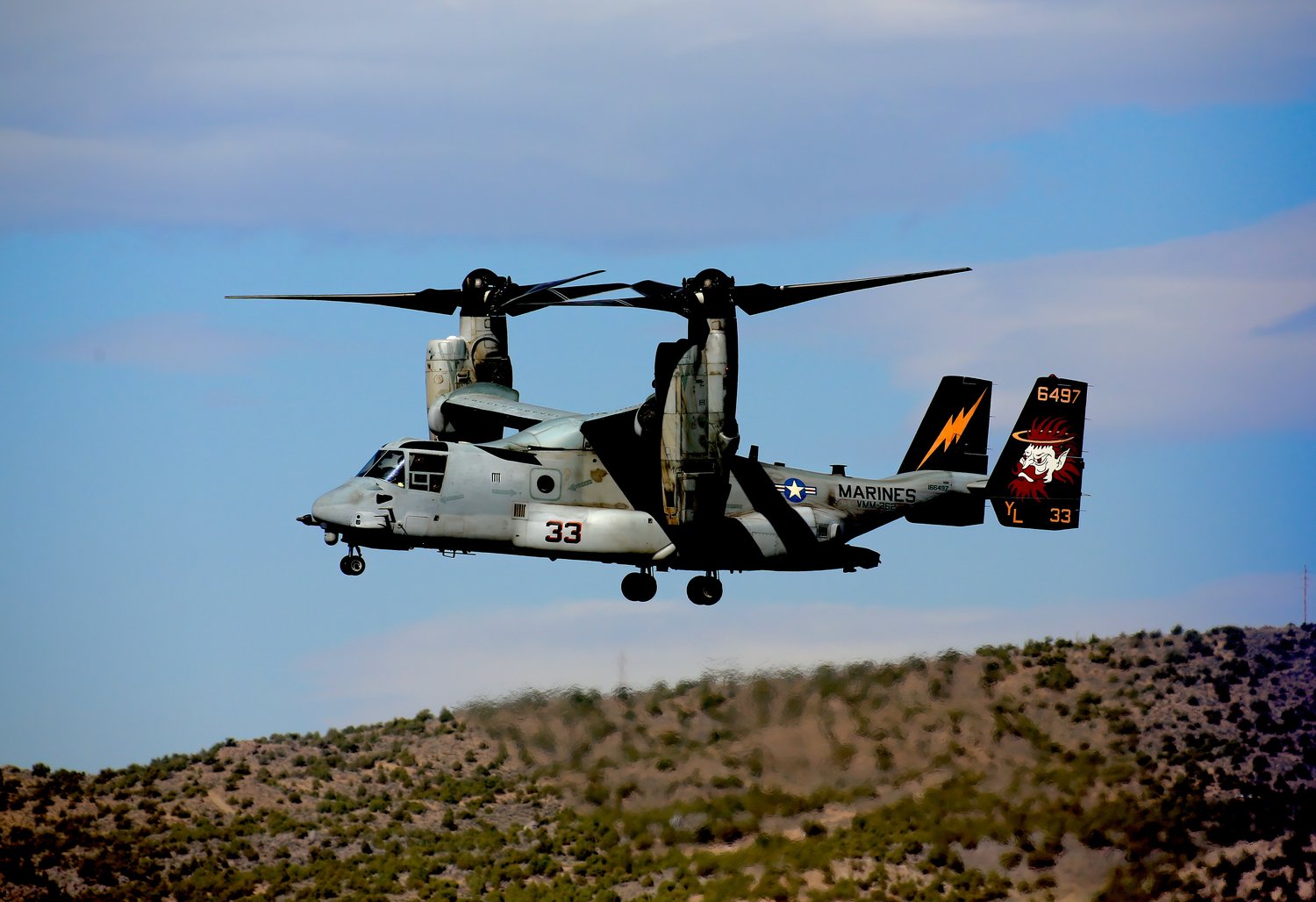 A U.S. Marine Corps chopper in action.