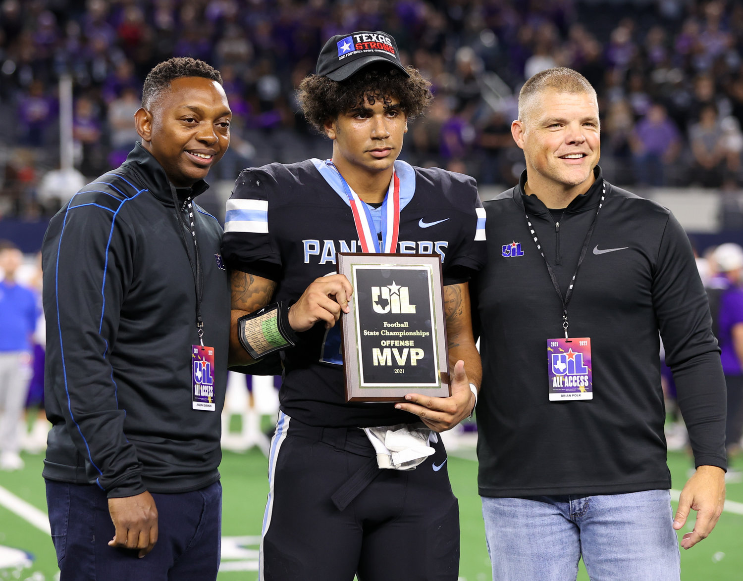Paetow Panthers running back Jacob Brown (25) was named offensive MVP of the Class 5A Division I state football championship game on December 17, 2021 in Arlington, Texas.