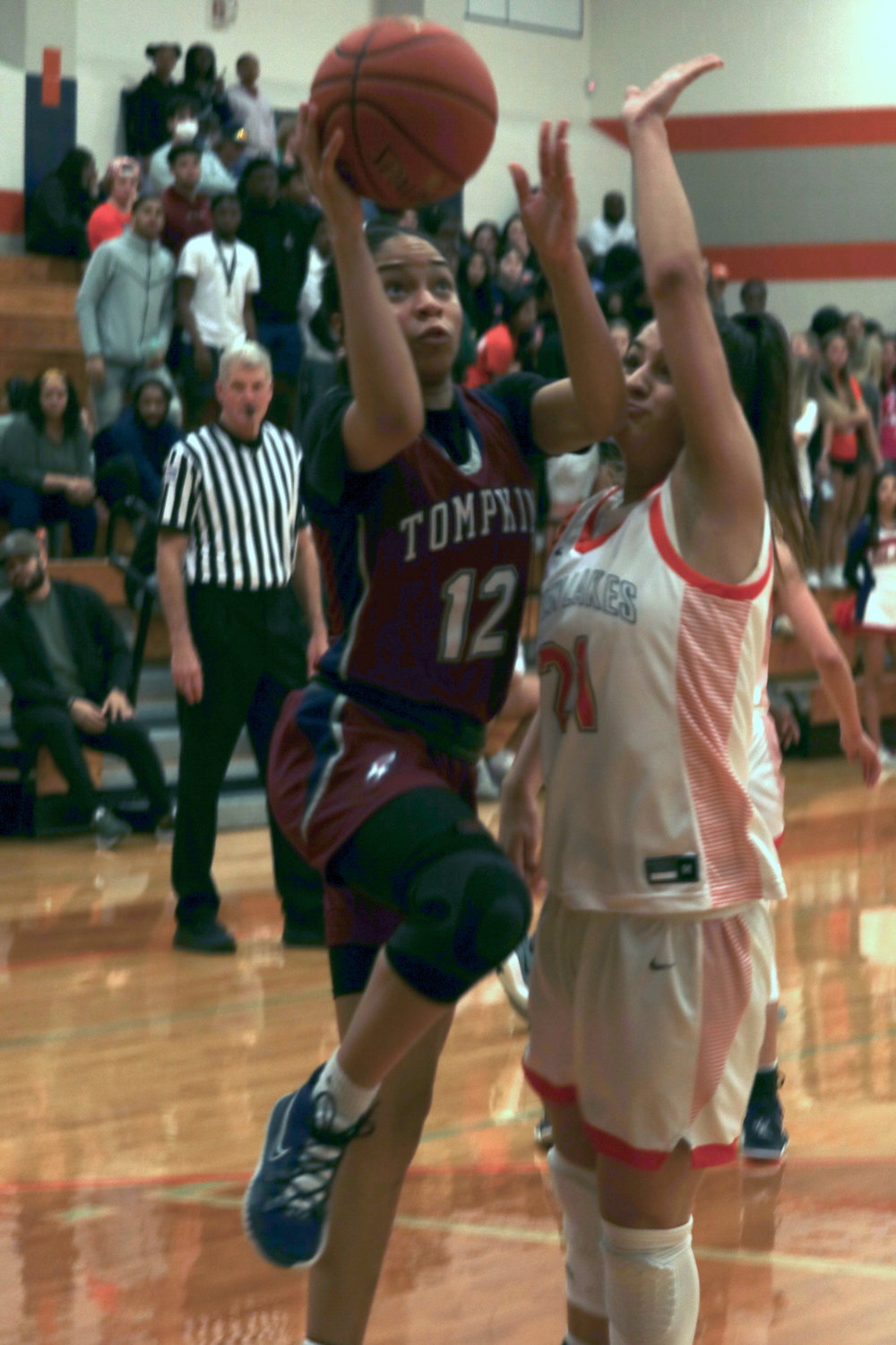 Tompkins’ Brooklynn Nash shoots a layup during Tuesday’s game against Seven Lakes at the Seven Lakes gym.