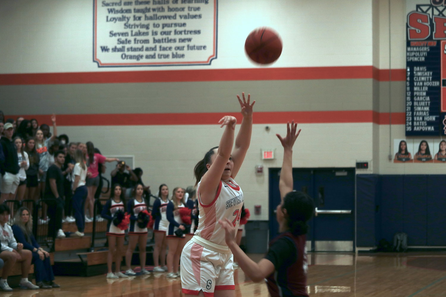 Alex Kainer shoots a 3-pointer during Tuesday’s game against Tompkins at the Seven Lakes gym.