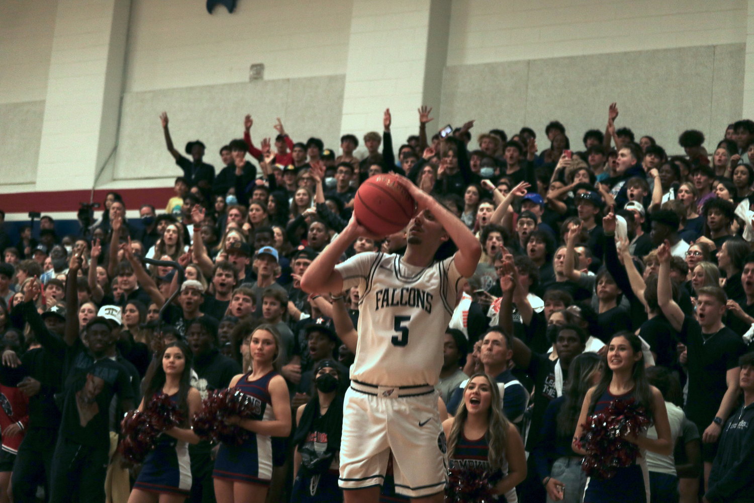 Tompkins’ Luke Coughran shoots a 3-pointer during Wednesday’s game against Seven Lakesat the Tompkins gym.