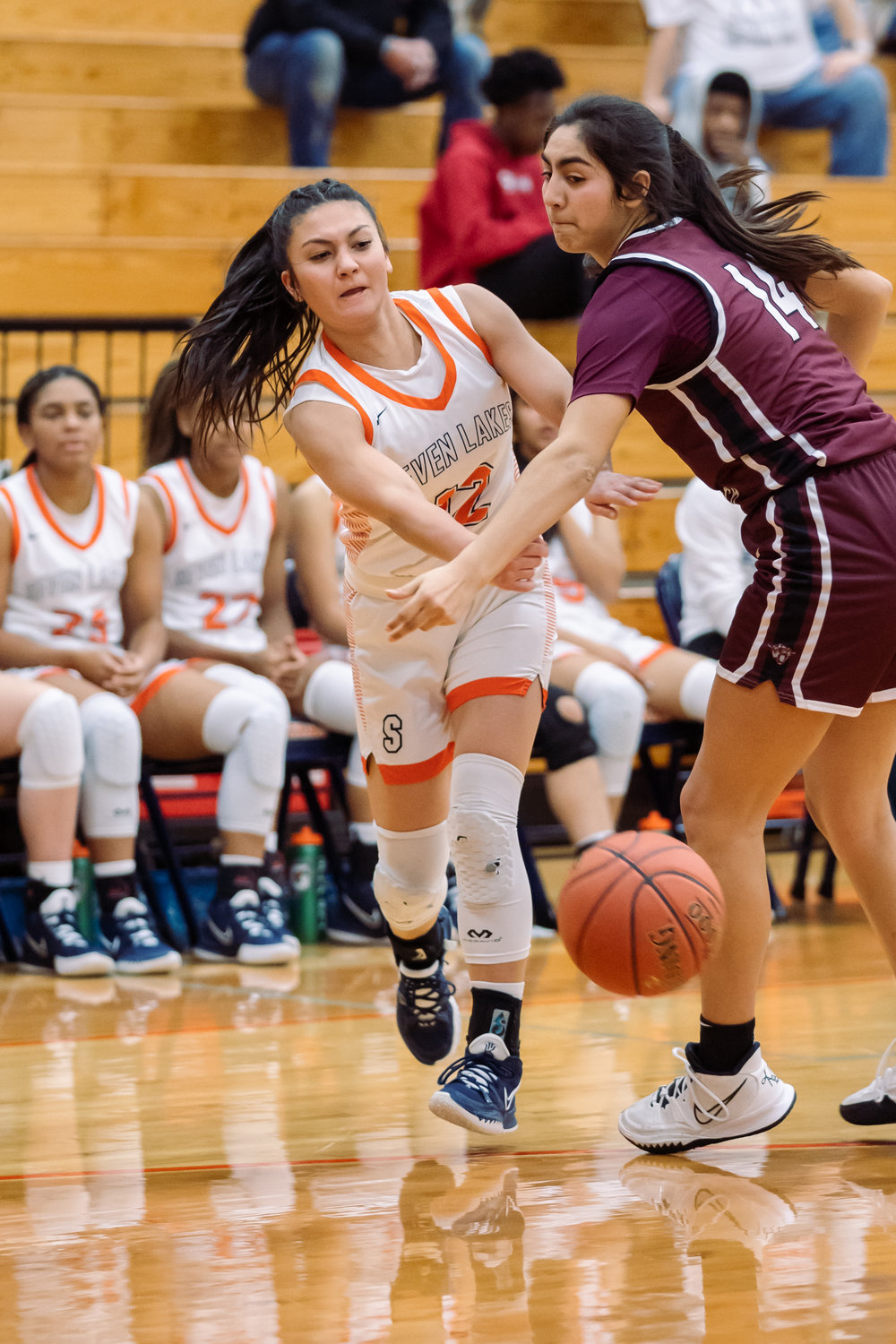 KK Tucker passes the ball during Tuesday's game against Cinco Ranch.