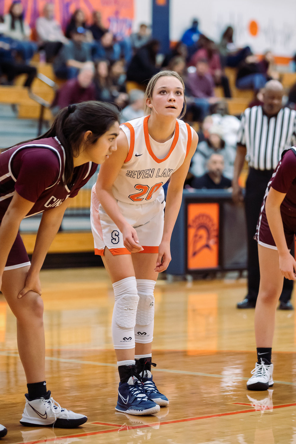 Seven Lakes Summer Halphen waits for a free throw during Tuesday's game against Cinco Ranch.