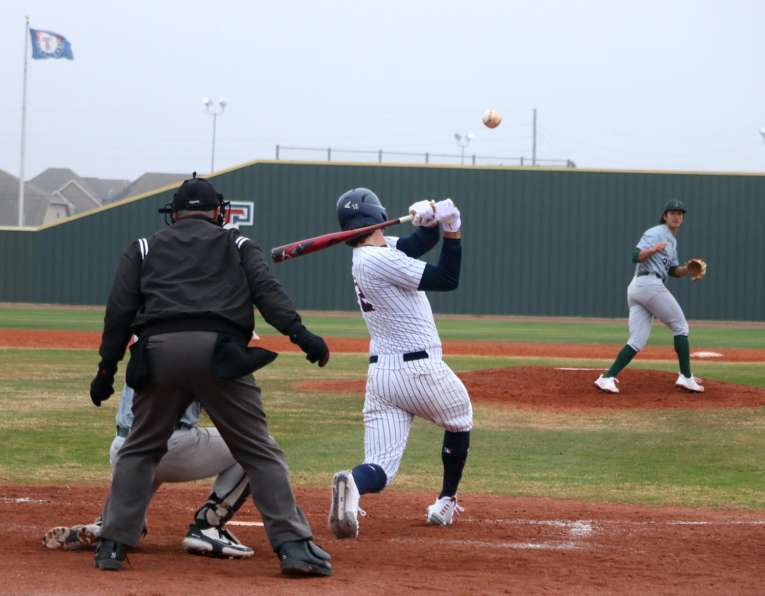 Jace LaViolette hits during Thursday’s game between Tompkins and San Antonio Reagan at the Tompkins baseball field.