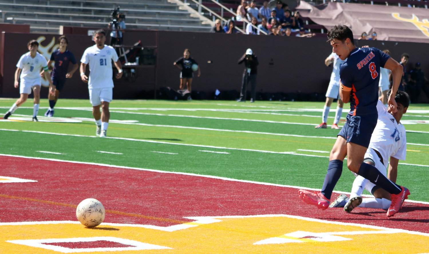 Javier Rivas shoots during Saturday’s Class 6A Region III Final between Seven Lakes and Cy-Creek in Deer Park.