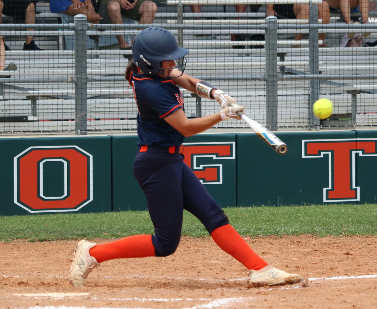 Emma Wingate hits during Saturday’s area round game between Seven Lakes and Jersey Village at Seven Lakes.