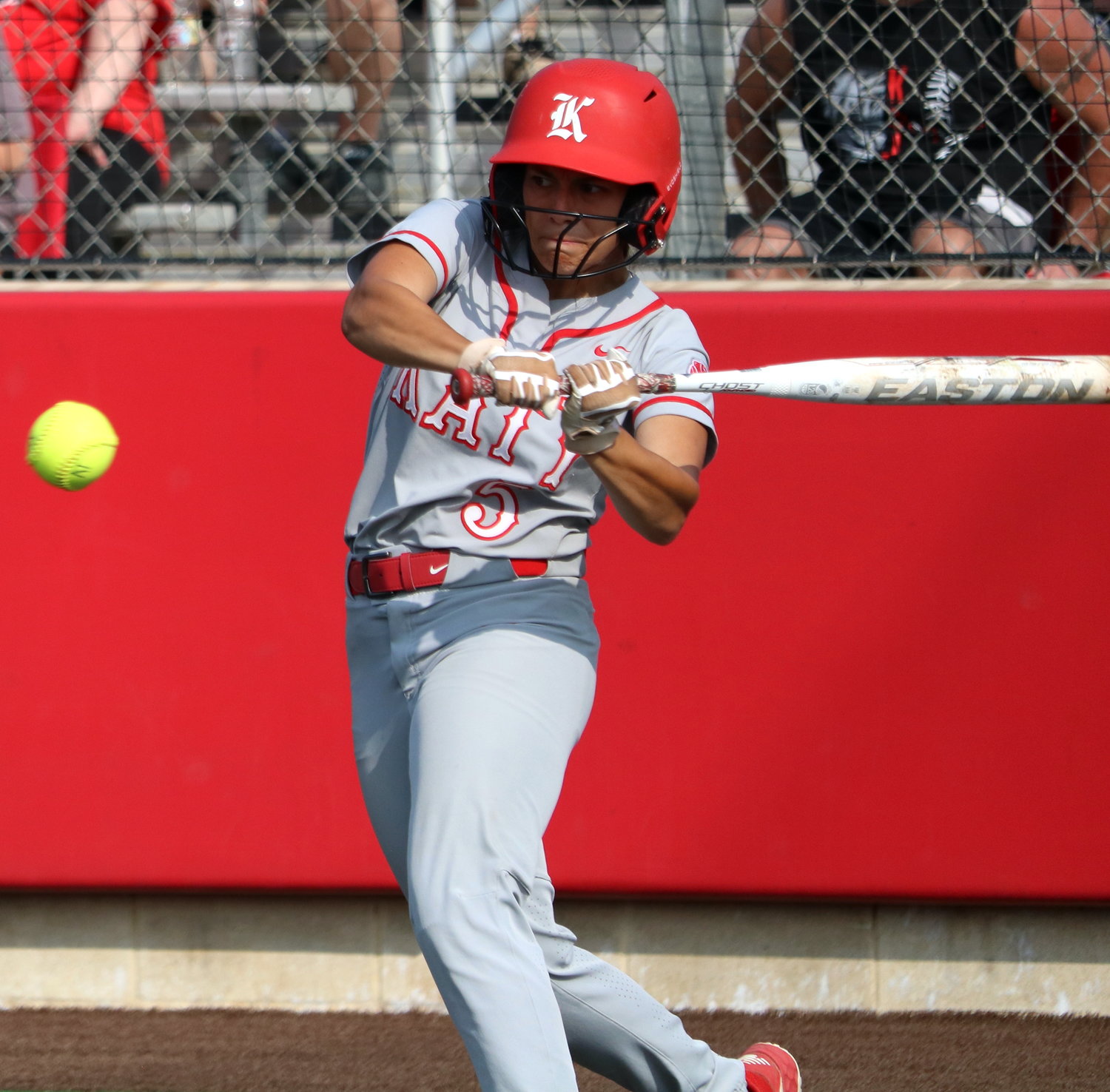 Erynne Castillo hits during Saturday’s area round game between Katy and Cy-Fair at Cy-Lakes.