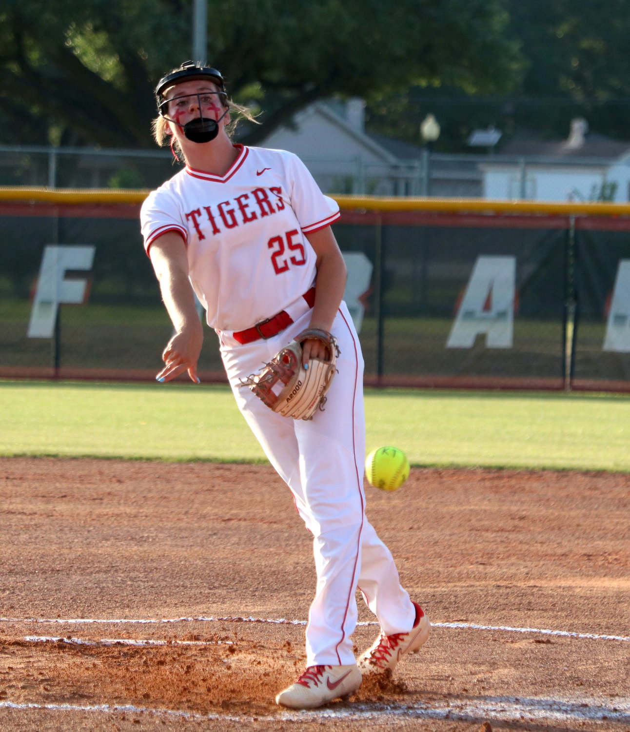 Cameryn Harrison pitches during Wednesday’s Class 6A Regional Semifinal game between Katy and Pearland at the Katy softball field.