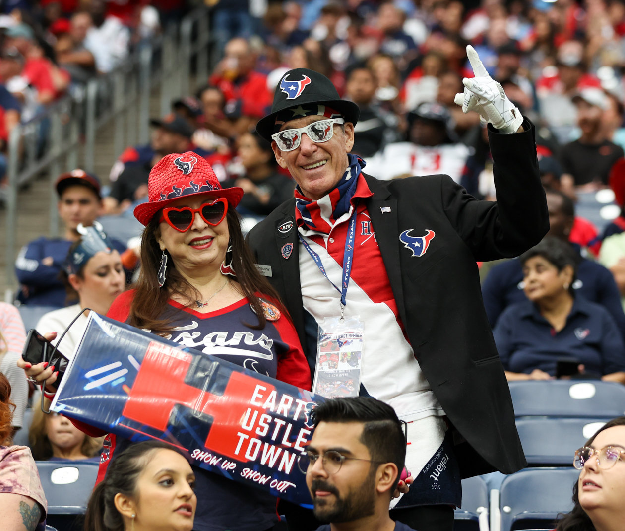 Texans fans during an NFL game between the Texans and the Titans on Oct. 30, 2022 in Houston.