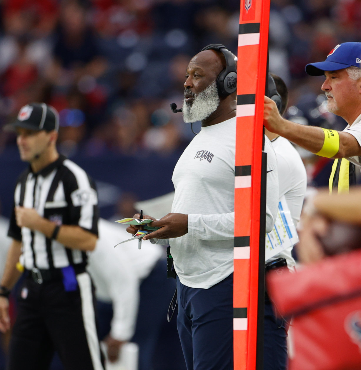 Texans head coach Lovie Smith during an NFL game between the Texans and the Titans on Oct. 30, 2022 in Houston.