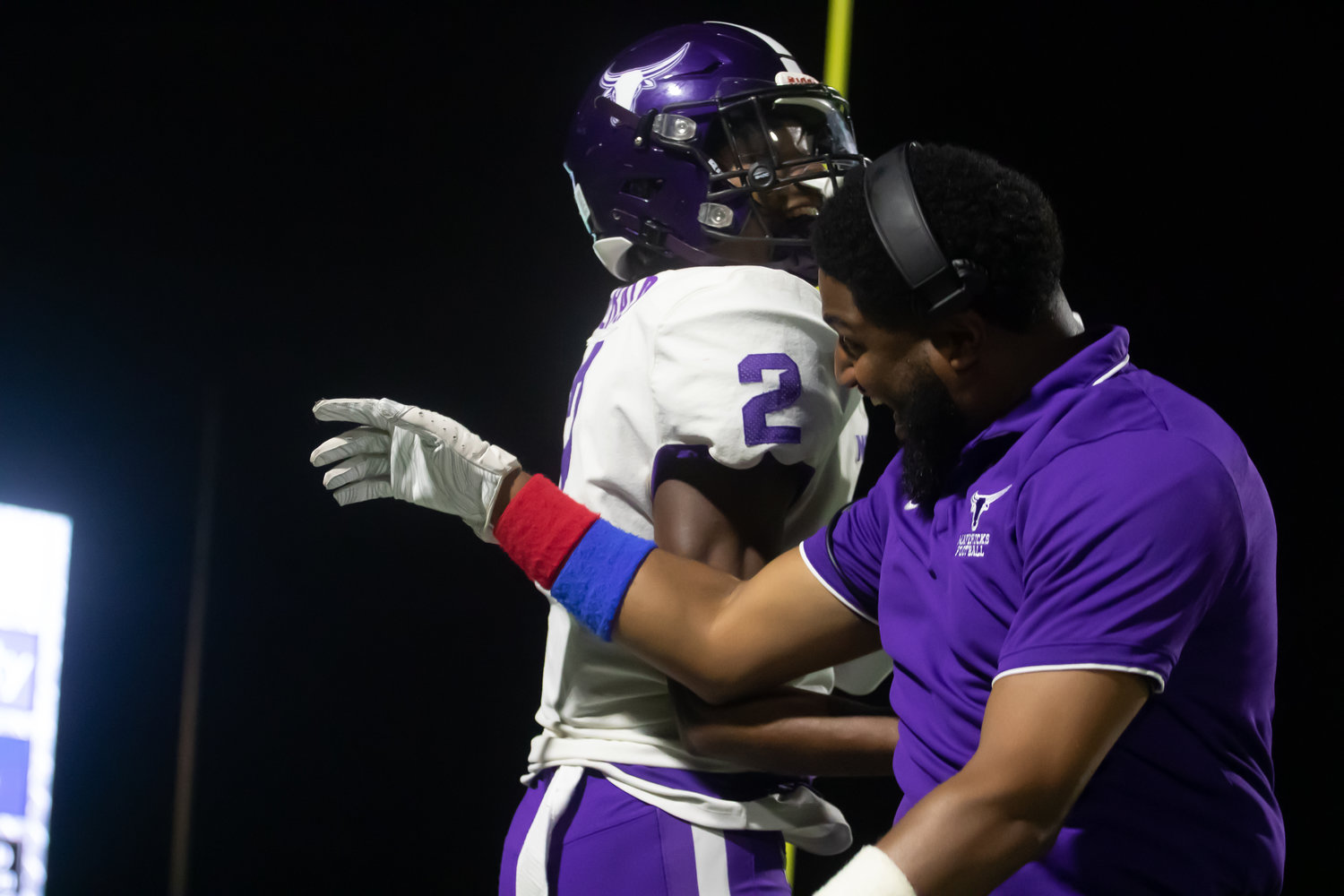 Morton Ranch's Mike Gerald celebrates after a touchdown during Thursday's game between Morton Ranch and Jordan at Rhodes Stadium.