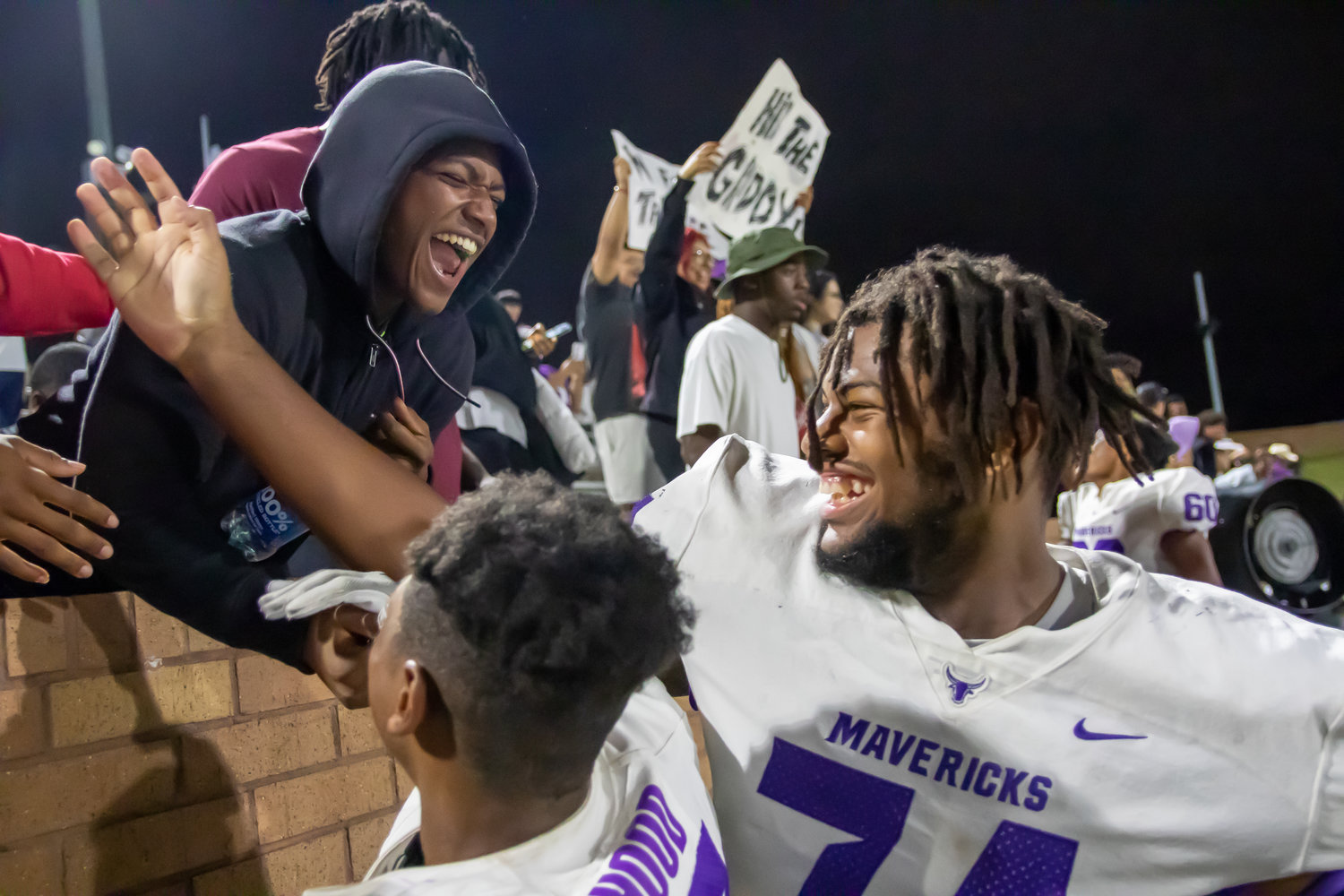 Morton Ranch's Zachary Session celebrates after Thursday's game between Morton Ranch and Jordan at Rhodes Stadium.