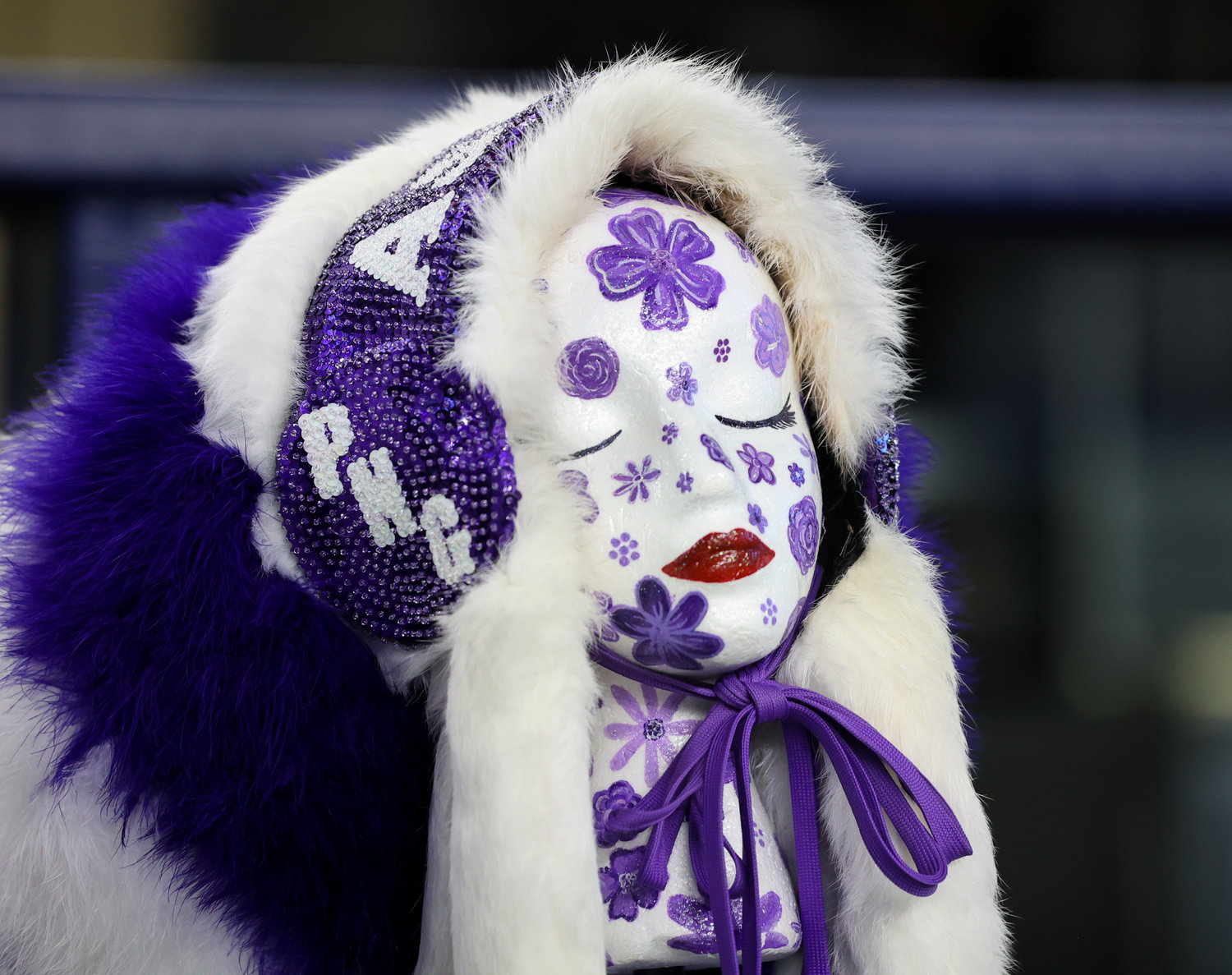 Headdresses sit on decorated foam mannequins on the Port Neches-Groves Indians sideline during the Class 5A Division II football state championship game between South Oak Cliff and Port Neches-Groves in Arlington, Texas, on Dec. 16, 2022.