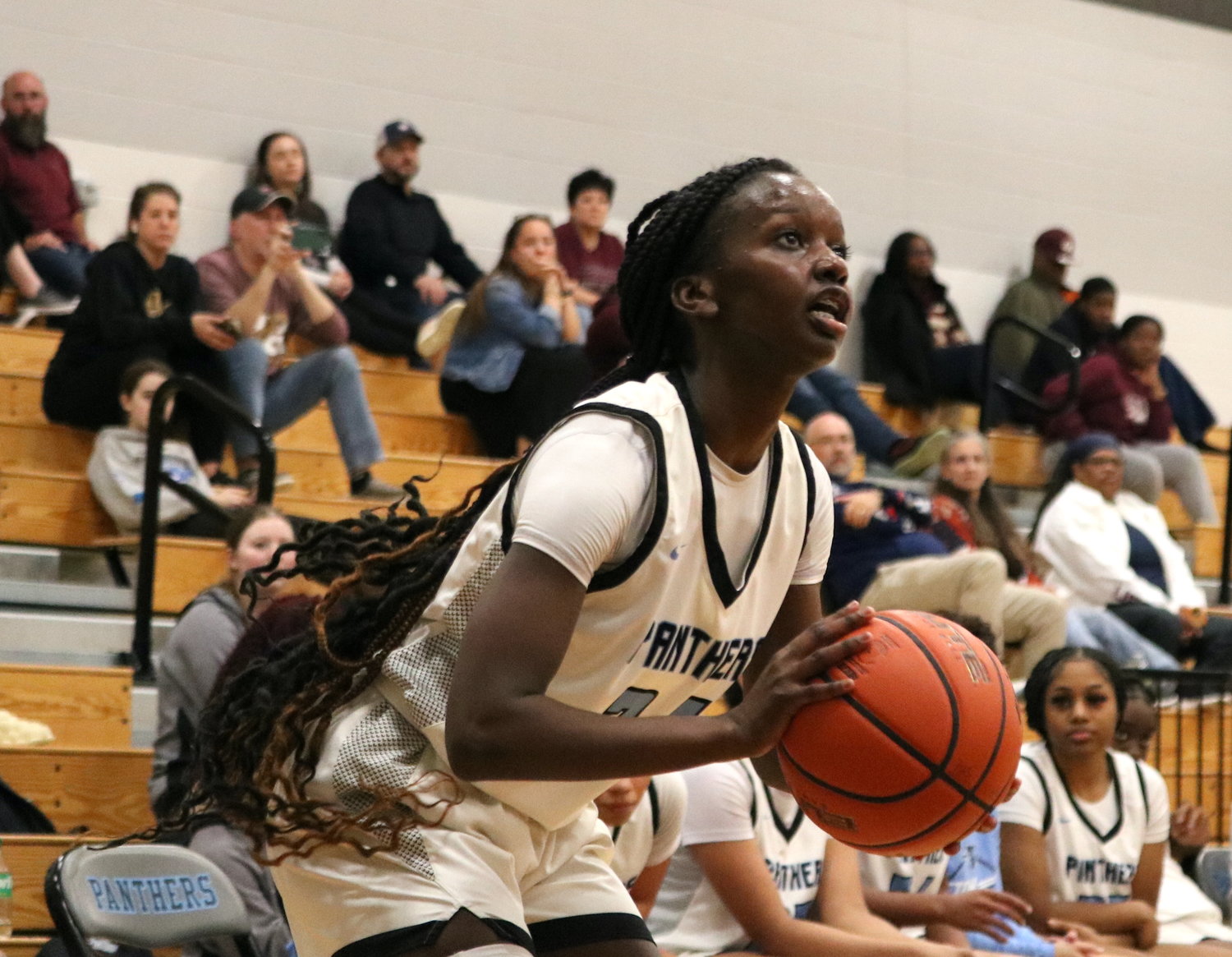 Lyne Lagat shoots a jumper during Friday's game between Cinco Ranch and Paetow at the Paetow gym.