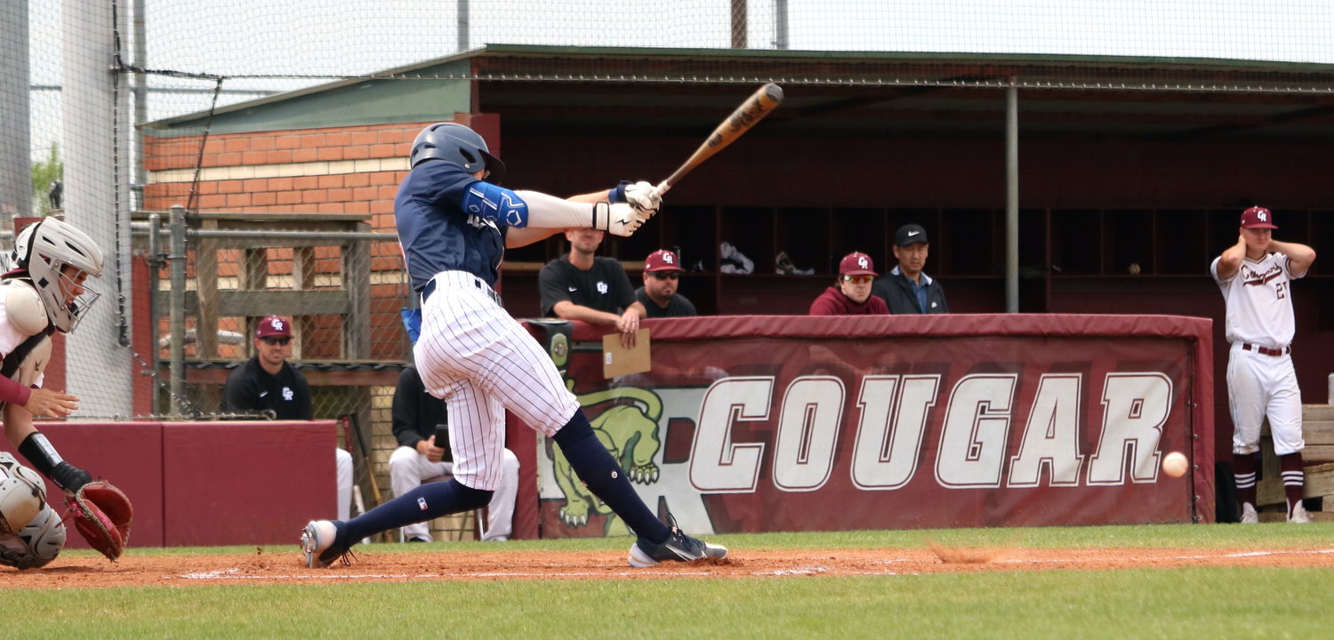 Cooper Markle hits during Tuesday's game between Tompkins and Cinco Ranch at the Cinco Ranch baseball field.