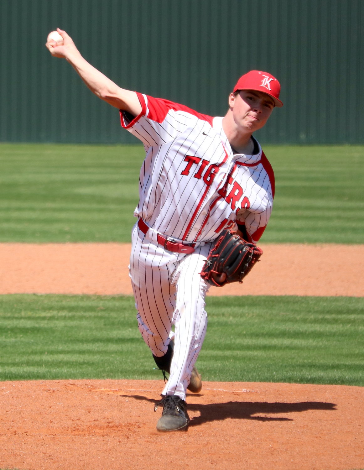 Lucas Moore pitches during Saturday's game between Katy and Jordan at the Katy baseball field.
