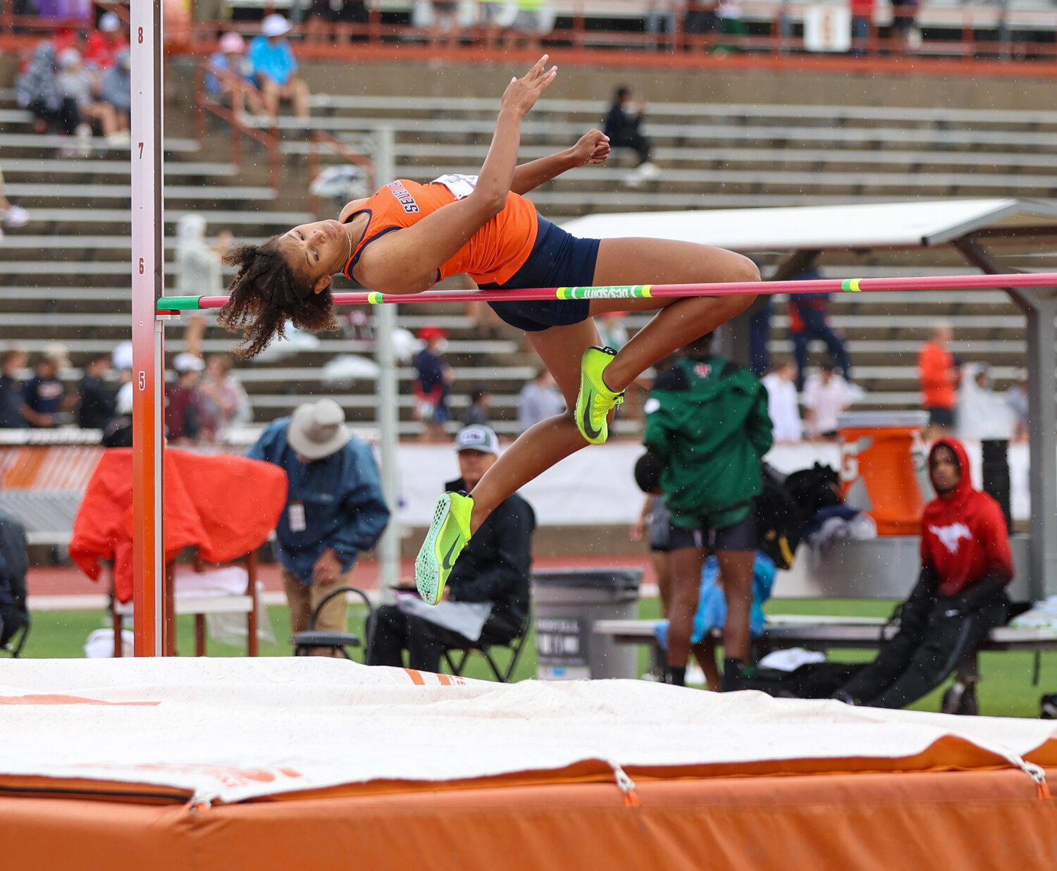 Madison Carlton of Seven Lakes High School (1631) competes in the Class 6A girls high jump during the UIL State Track and Field Meet on Saturday, May 13, 2023 in Austin.