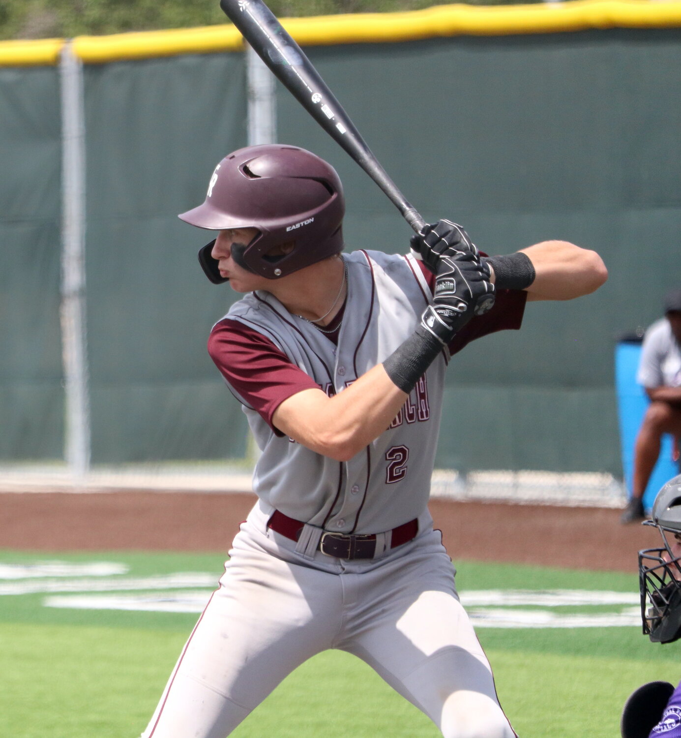 Lucas Franco hits during Saturday's Regional Quarterfinal between Cinco Ranch and Ridge Point.