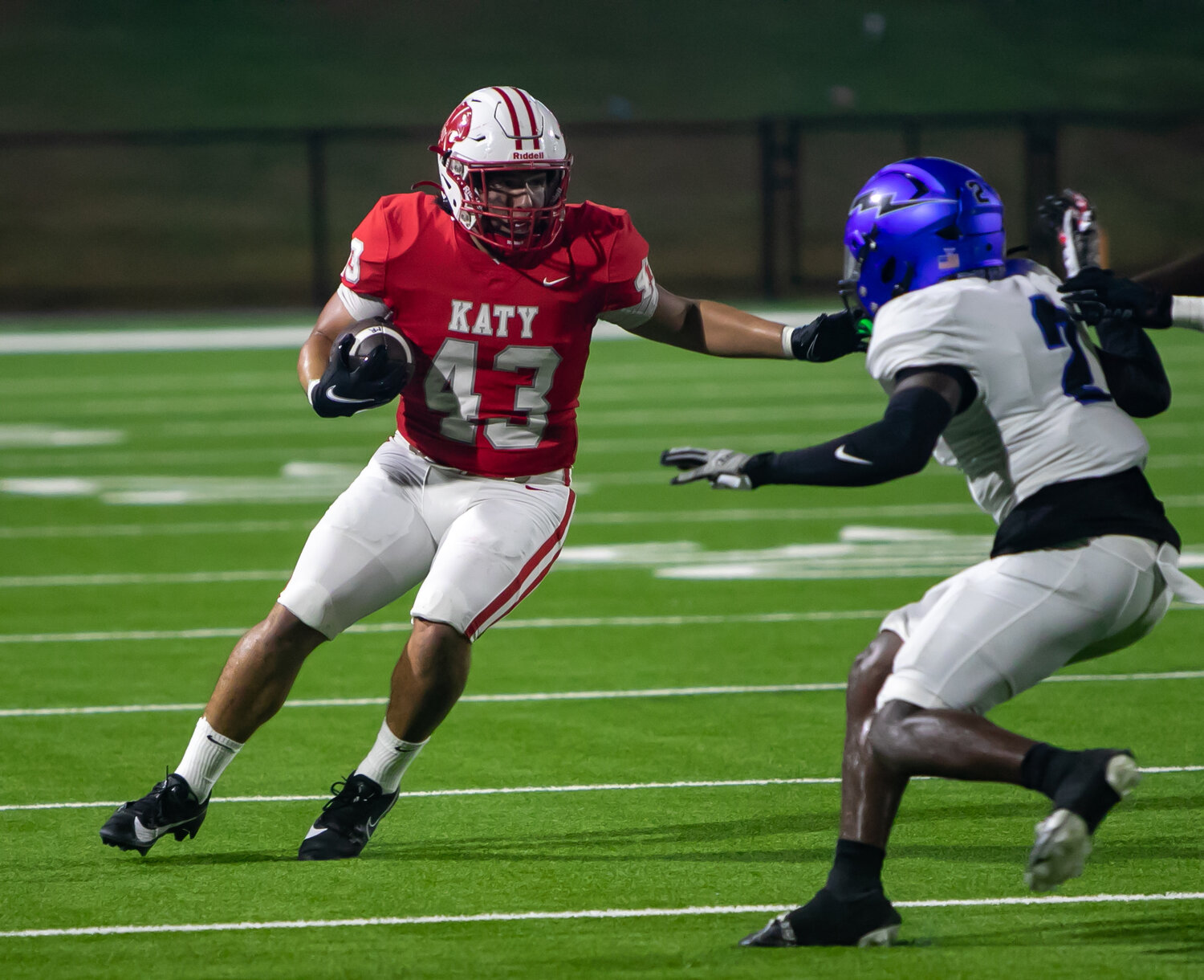 Luis Trujillo cuts upfield after making a catch during Saturday's game between Katy and Clear Springs at Rhodes Stadium.