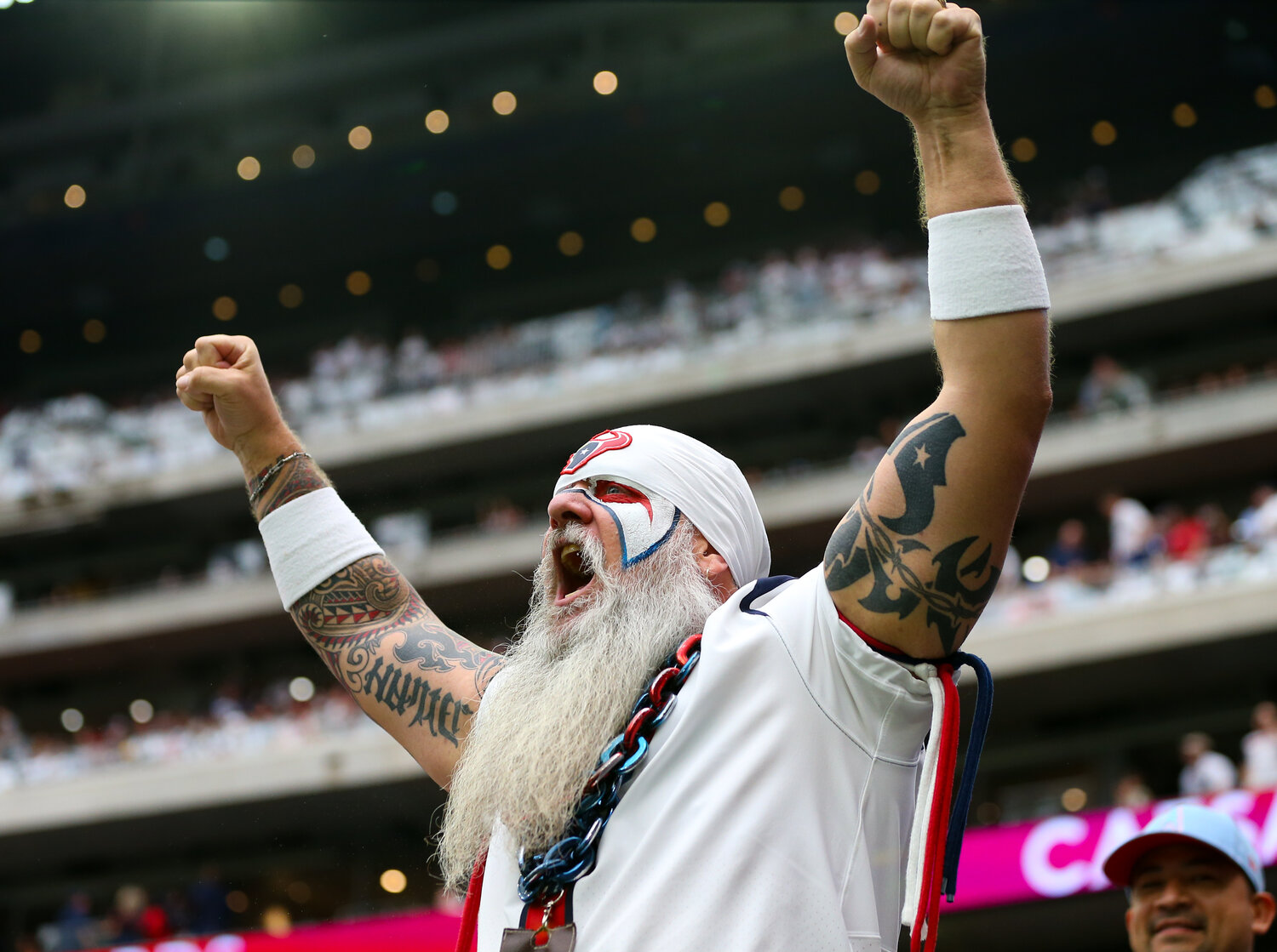 The Houston Texans “Ultimate Fan” during an NFL game between the Texans and the Colts on September 17, 2023 in Houston. The Colts won, 31-20.