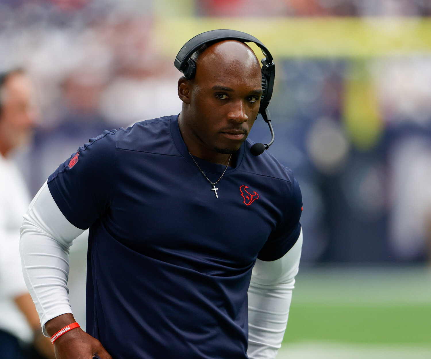 Houston Texans head coach DeMeco Ryans during an NFL game between the Texans and the Colts on September 17, 2023 in Houston. The Colts won, 31-20.