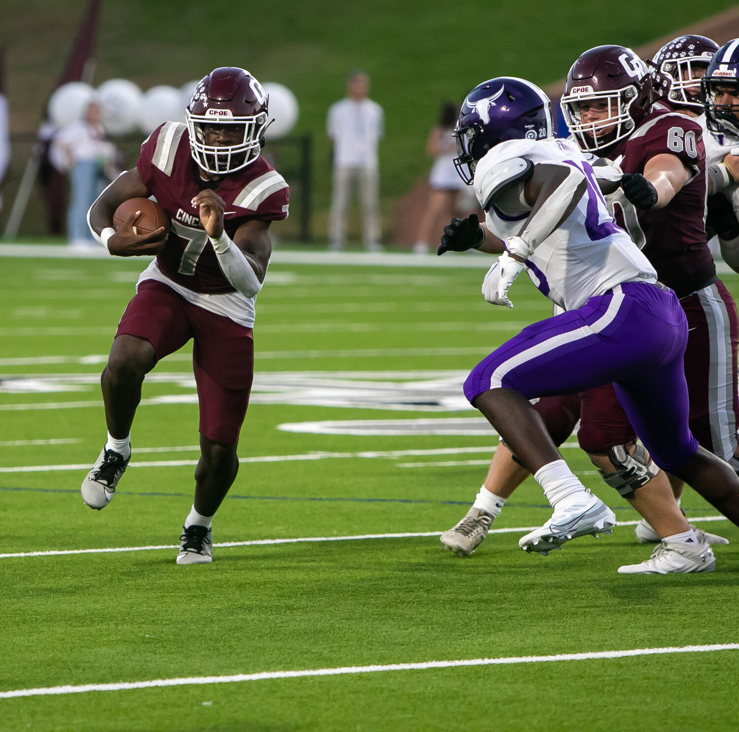 Tessiah Young runs during Friday's District 19-6A game between Cinco Ranch and Morton Ranch on Friday at Rhodes Stadium.