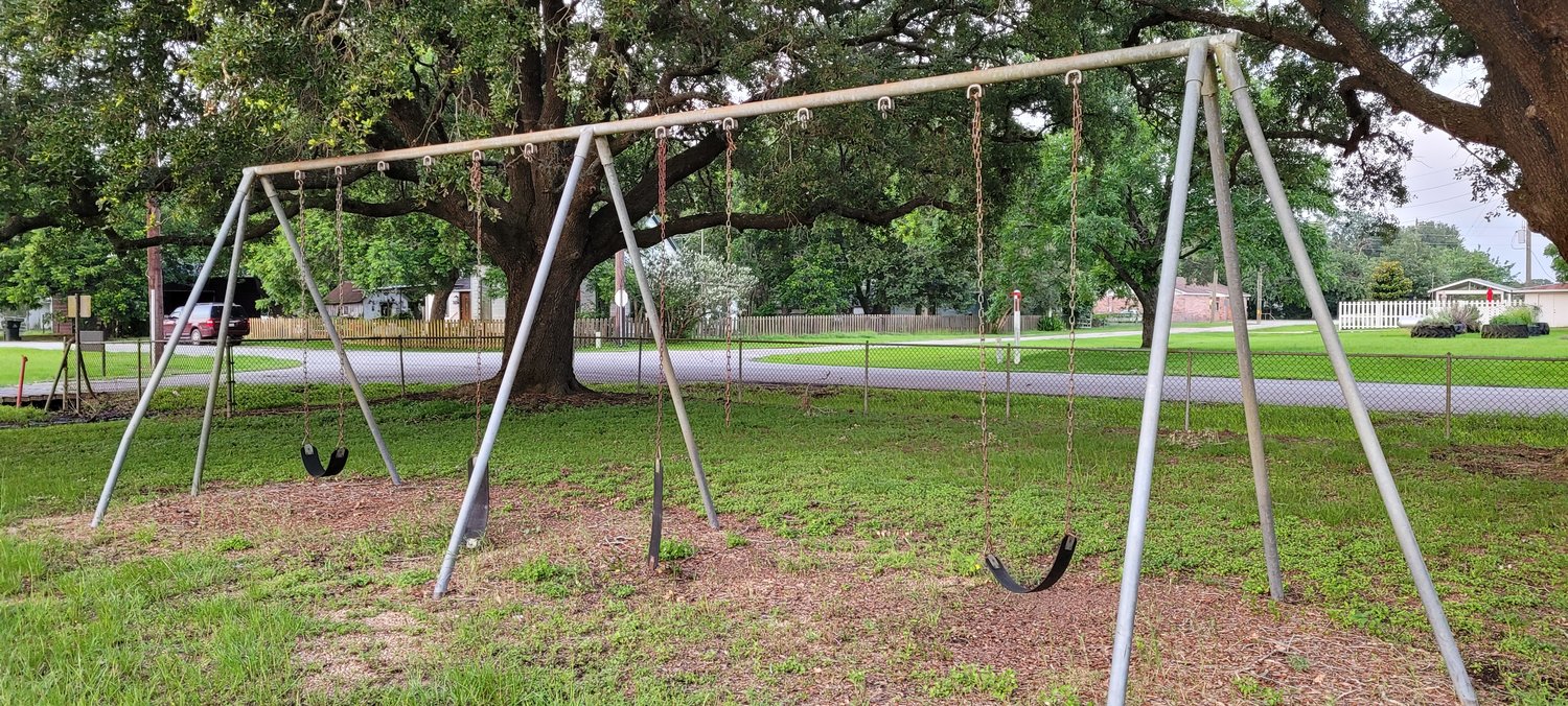 Several swings are missing or torn in half on both of the swing sets at the Royal ISD Administration Building playground. An agreement with the city might see the swingset replaced or refurbished if approved by the RISD Board of Trustees.