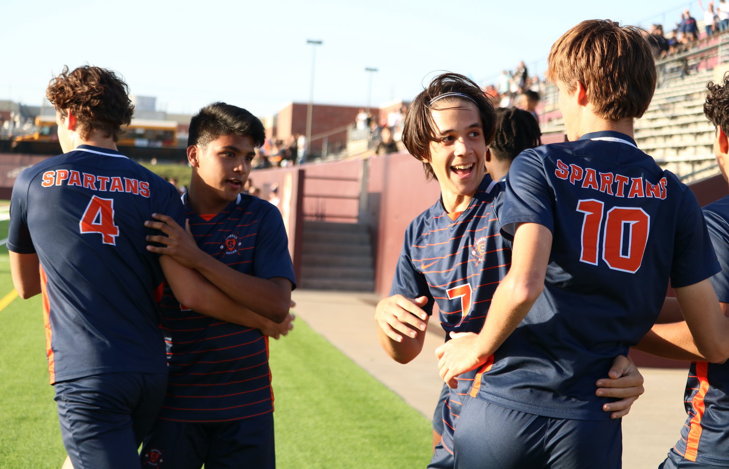 Noa Stasic celebrates after his goal during Friday’s Class 6A Region III Final between Seven Lakes and Deer Park at Abshire Stadium in Deer Park.