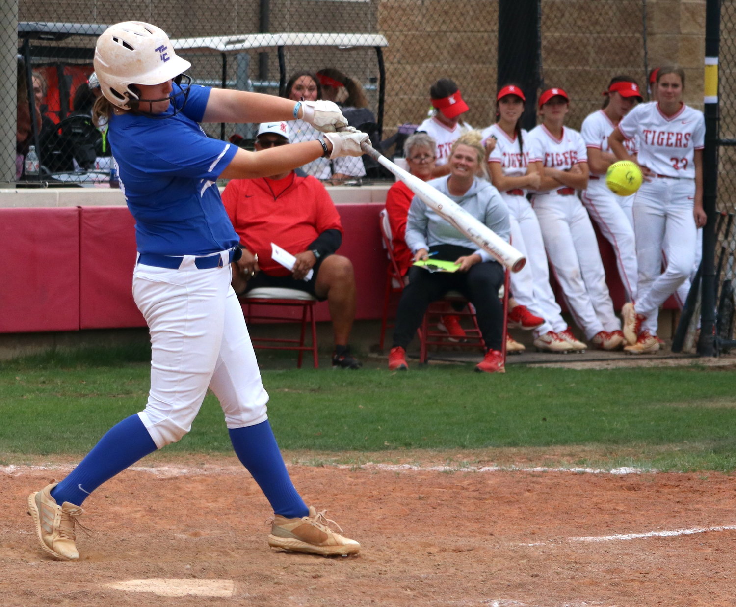 Katelyn Wentzler hits during Tuesday’s game between Katy and Taylor at the Katy softball field.