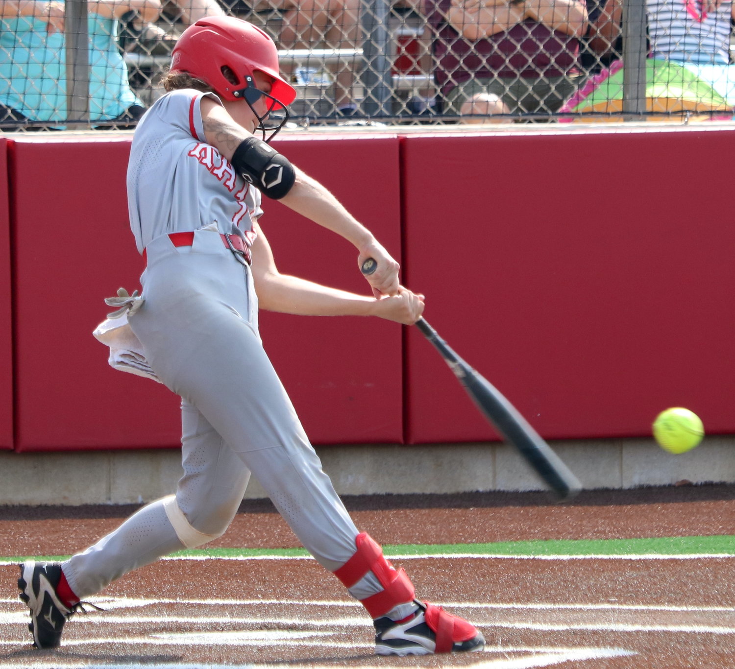 Kailey Wyckoff hits during Saturday’s area round game between Katy and Cy-Fair at Cy-Lakes.