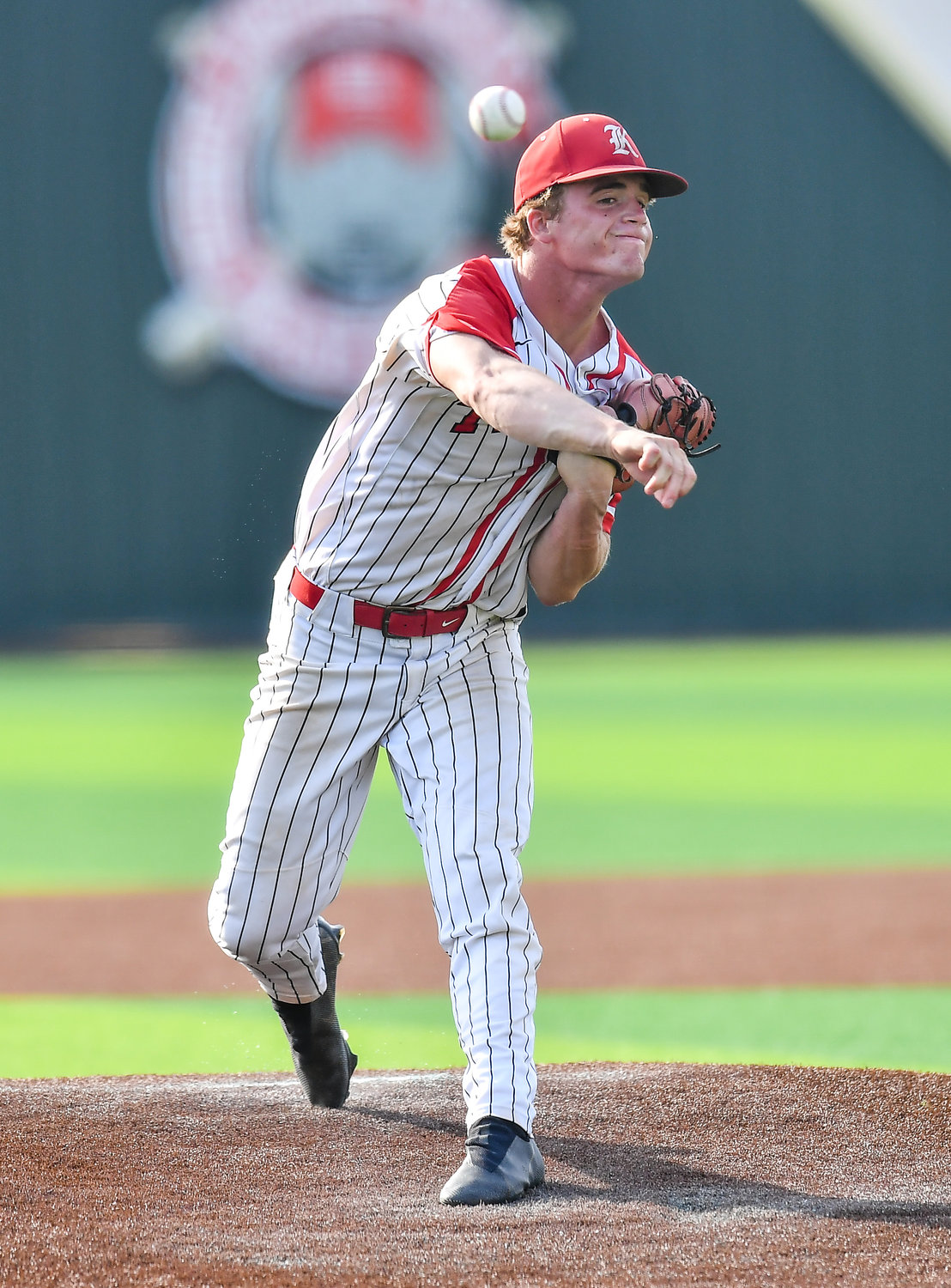Katy's Parker Kidwell (2) pitches during the seventh inning during a Region III-6A quarterfinals baseball game at Langham Creek High School, Saturday, May 21, 2022.