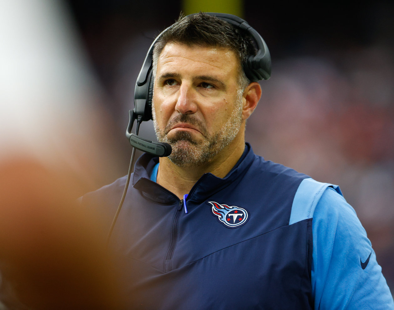 Titans head coach Mike Vrabel during an NFL game between the Texans and the Titans on Oct. 30, 2022 in Houston.