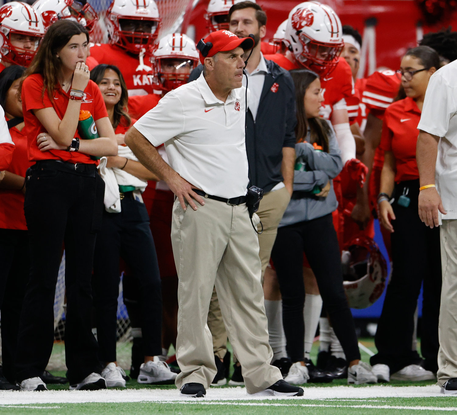 Katy head coach Gary Joseph during the Class 6A-DII state semifinal football game between Katy and Vandegrift on Dec. 10, 2022 in San Antonio.