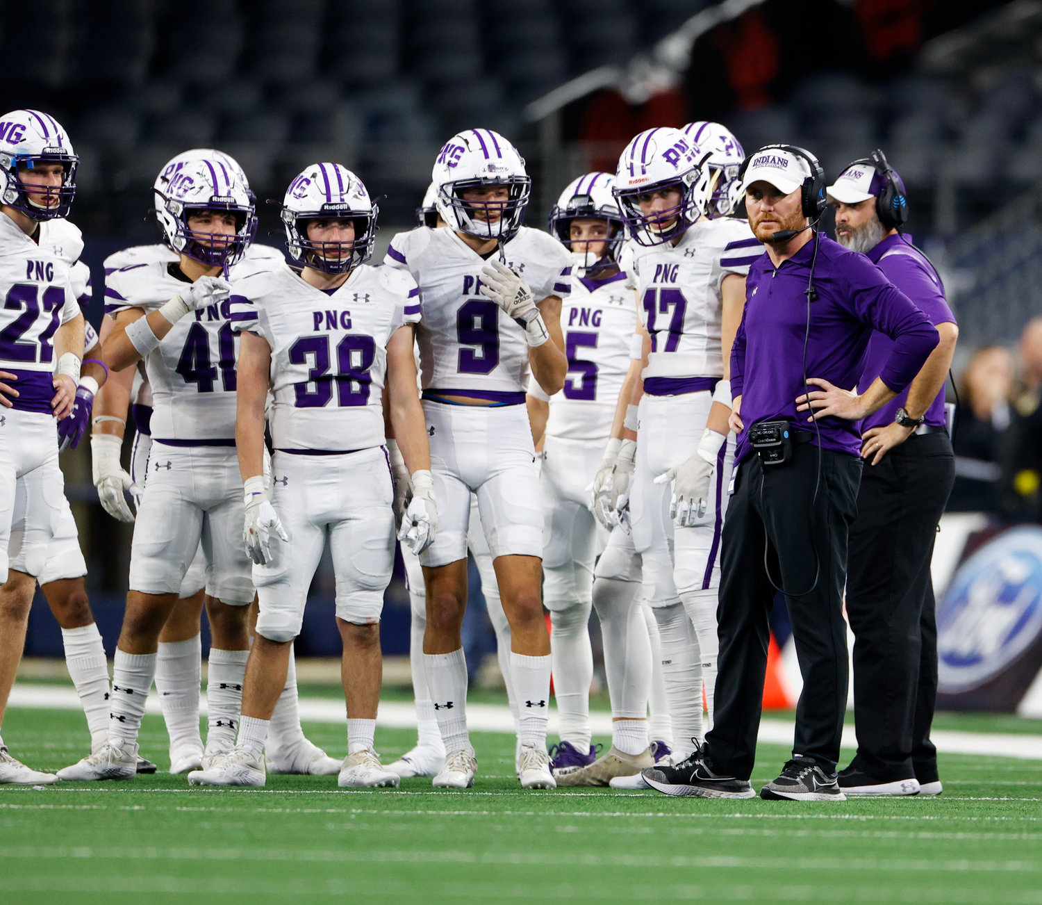 Port Neches-Groves head coach Jeff Joseph during the Class 5A Division II football state championship game between South Oak Cliff and Port Neches-Groves in Arlington, Texas, on Dec. 16, 2022.