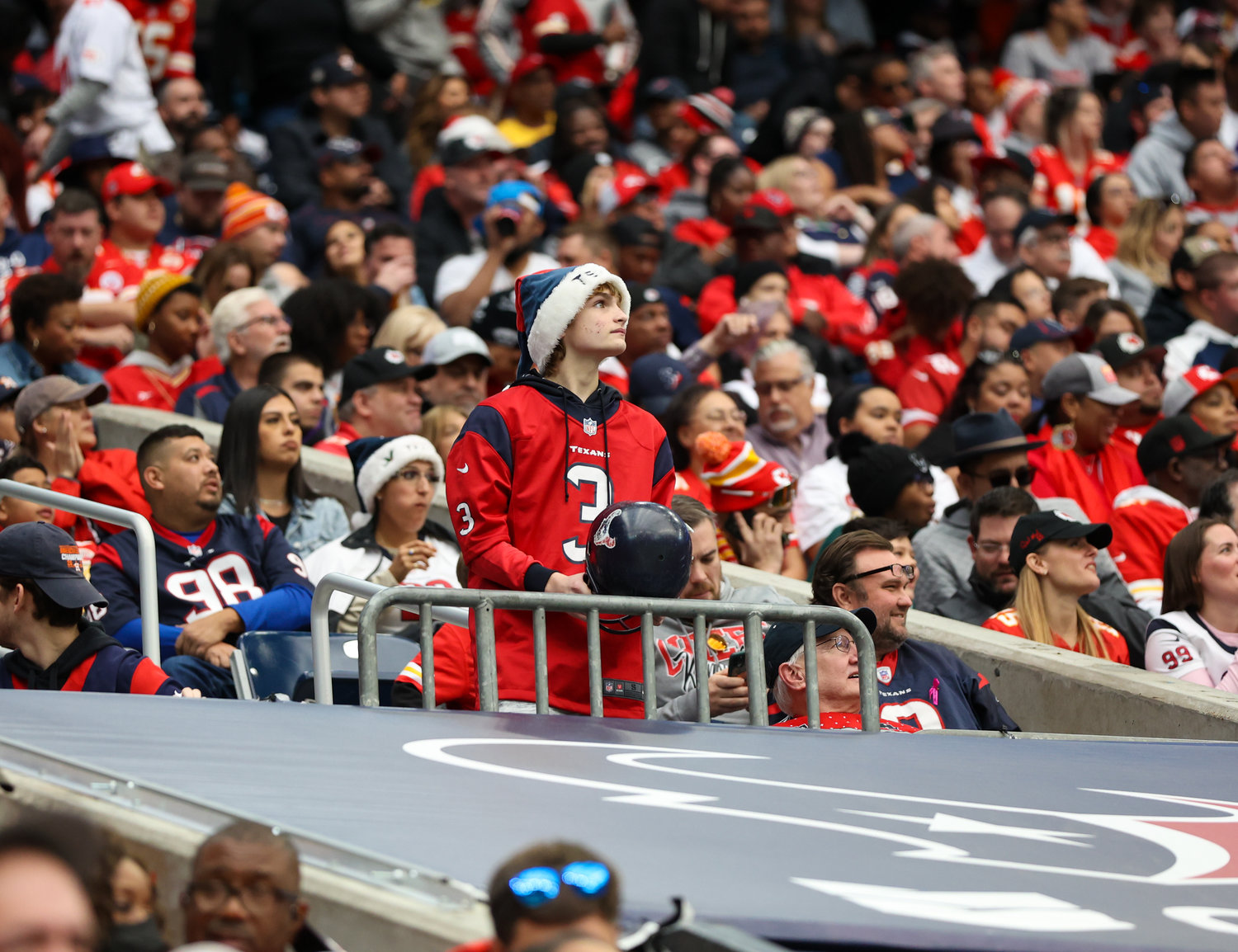 A Houston Texans looks on during an NFL game between the Texans and the Chiefs on Dec. 18, 2022, in Houston. The Chiefs won, 30-24, in overtime.