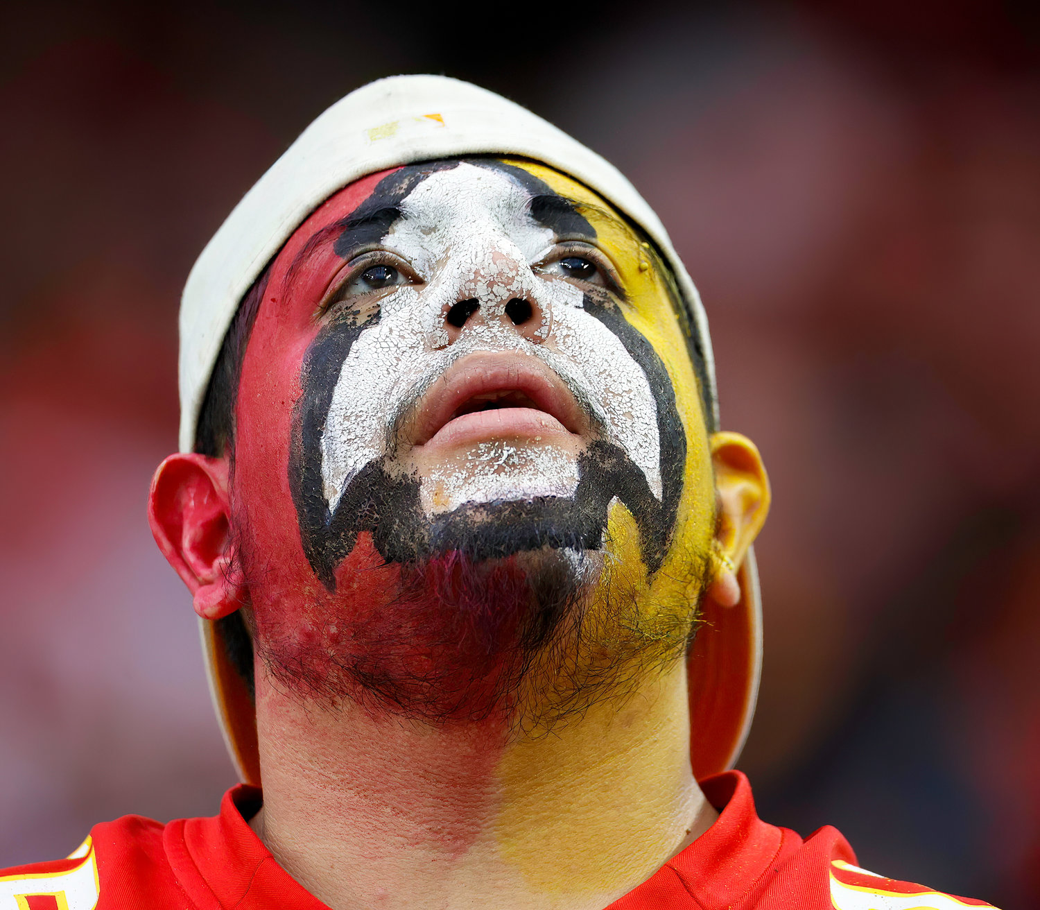 A Kansas City Chiefs fan during an NFL game between the Texans and the Chiefs on Dec. 18, 2022, in Houston. The Chiefs won, 30-24, in overtime.