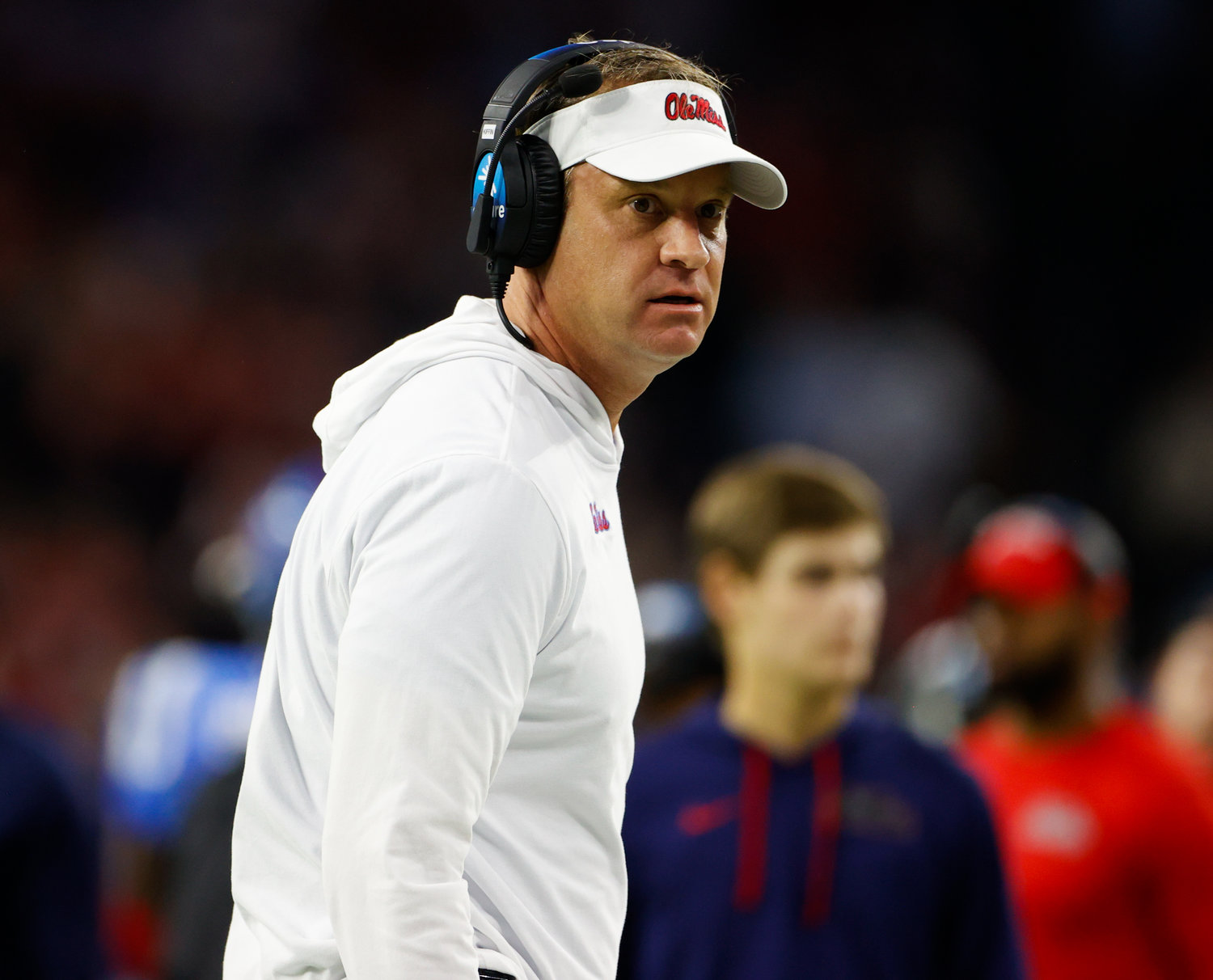 Mississippi head coach Lane Kiffin during the TaxAct Texas Bowl on Dec. 28, 2022 in Houston.