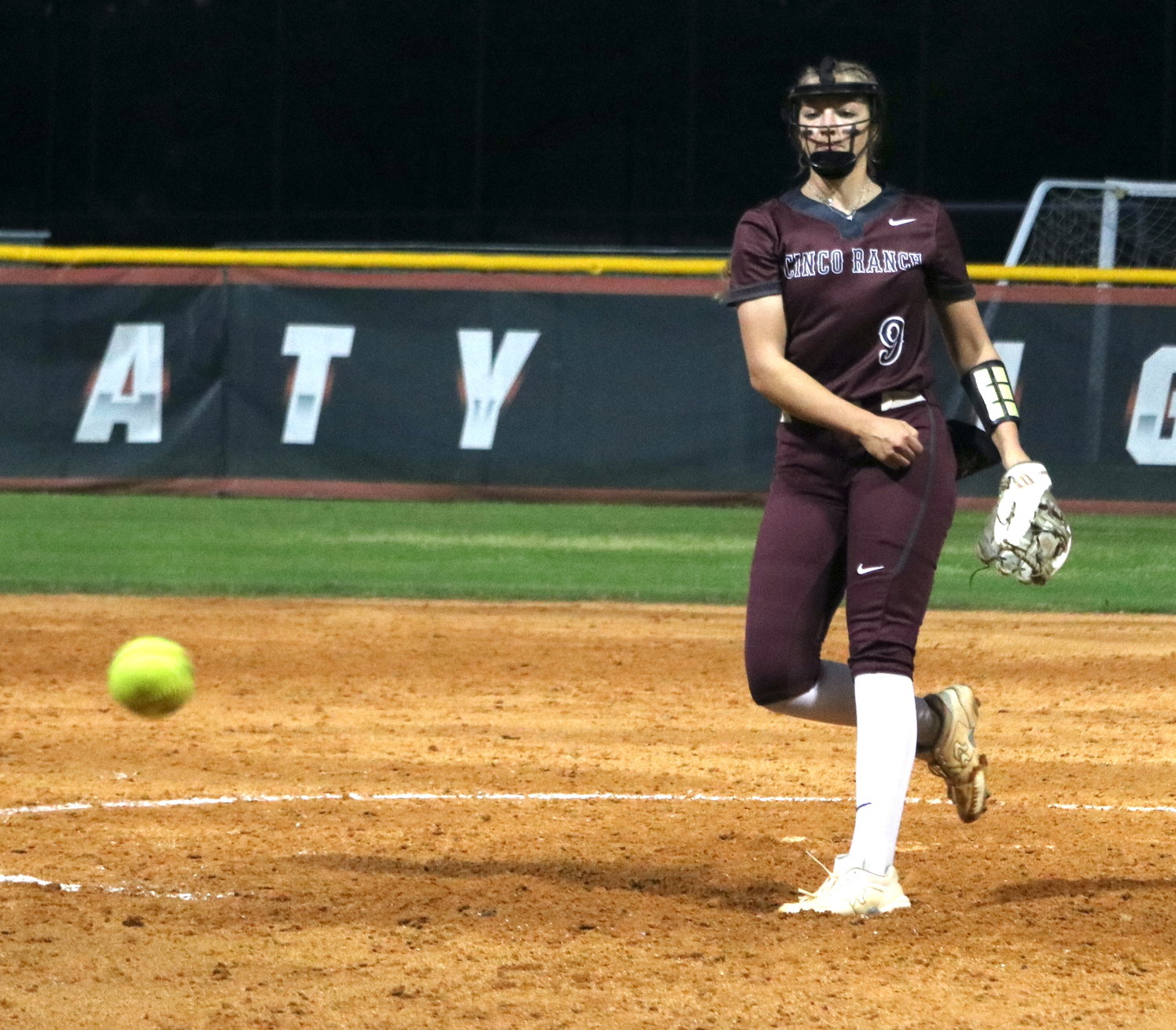 Chela Kovar pitches during Friday's District 19-6A game between Katy and Cinco Ranch at the Katy softball field.