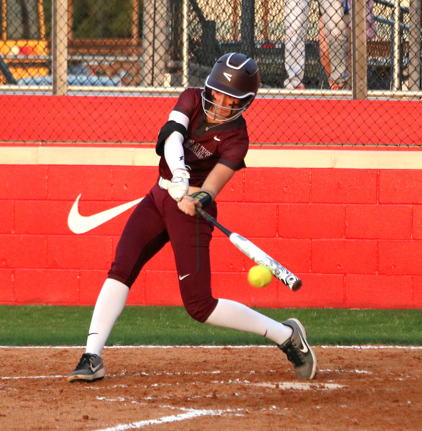 Faith Piper hits during Friday's District 19-6A game between Katy and Cinco Ranch at the Katy softball field.
