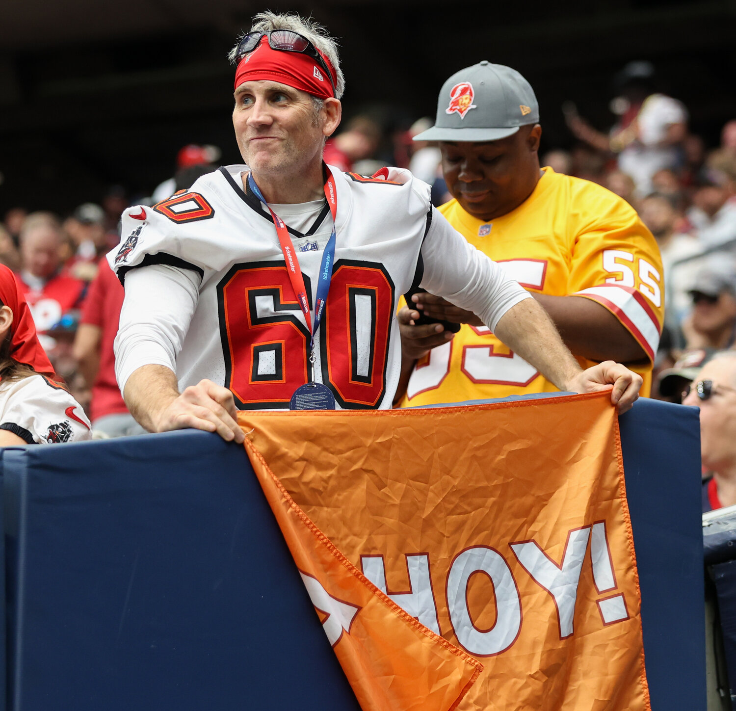 A Tampa Bay Buccaneers fan during an NFL game between the Houston Texans and the Buccaneers on November 5, 2023 in Houston.