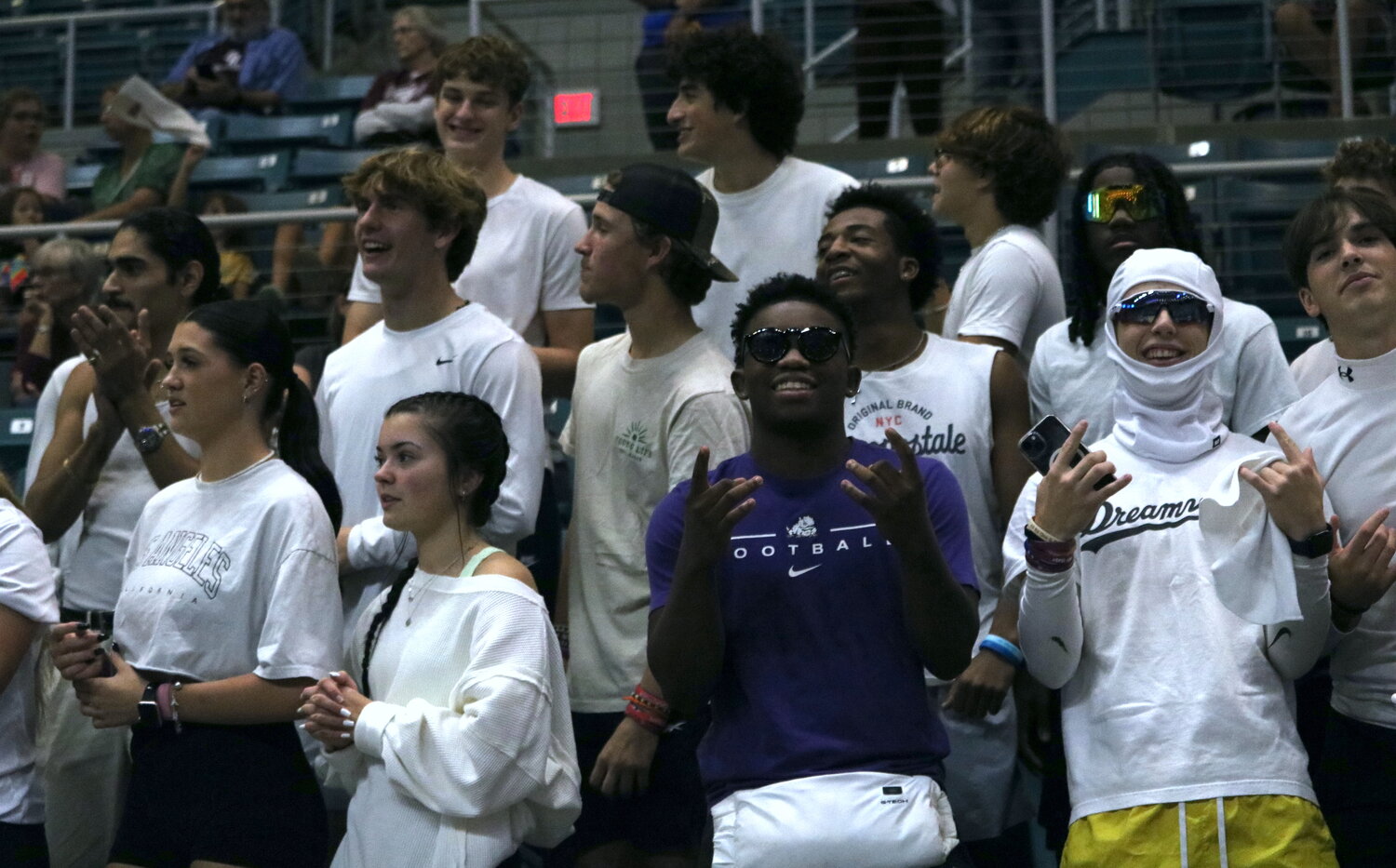 Cinco Ranch fans celebrate during Tuesday’s match between Cinco Ranch and Cy-Fair at the Merrell Center.
