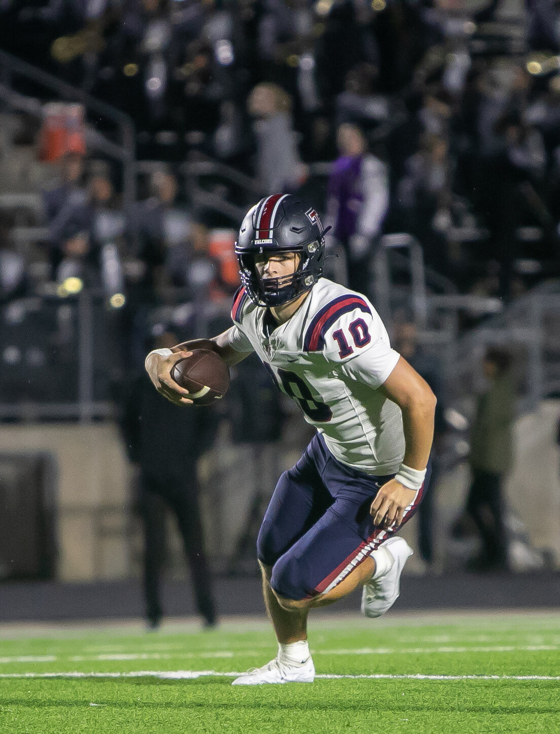 Wyatt Young turns upfield during Friday's game between Tompkins and Ridge Point at Hall Stadium.