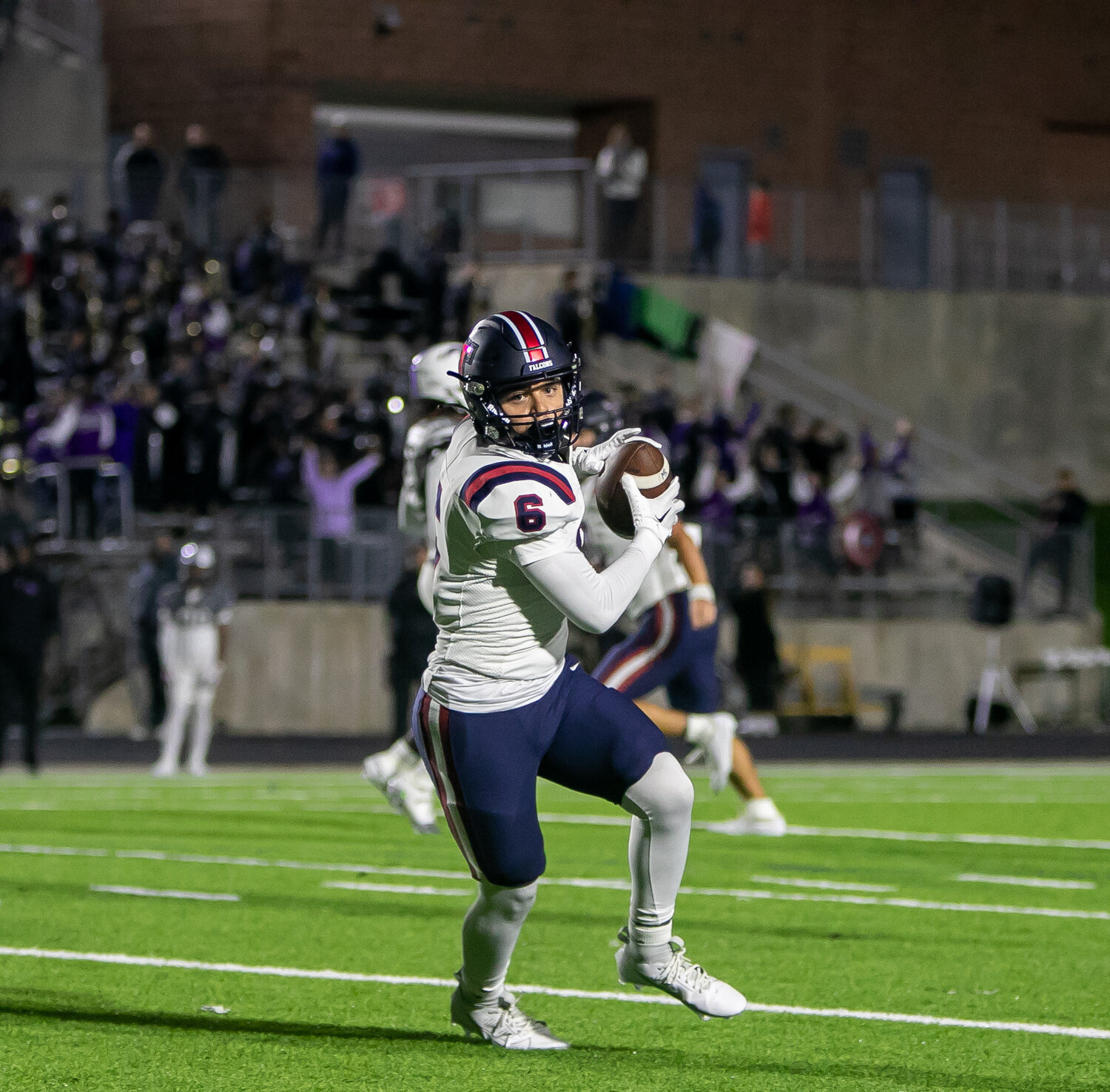 Dylan Rodriguez makes a catch during Friday's game between Tompkins and Ridge Point at Hall Stadium.